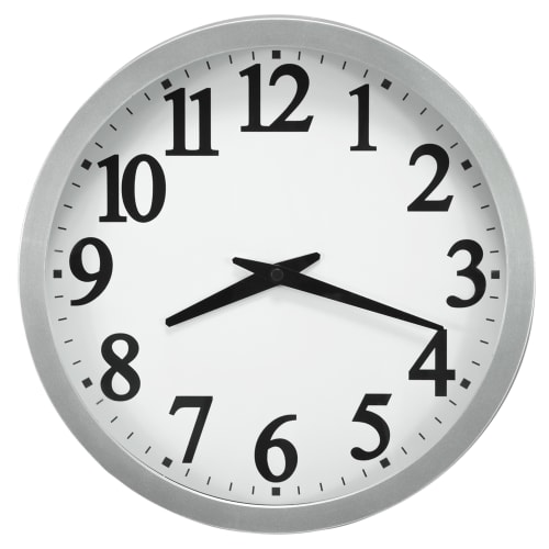 Sonnet Atomic Analog Wall Clock, 1.5in Time Numbers, 11.5in Diameter, Silver Trim